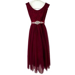 Girls Angora Boutique NY Red Burgundy Nicolette Dress Size 8-10